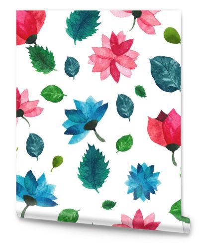 Watercolor seamless floral pattern. Flowers texture.