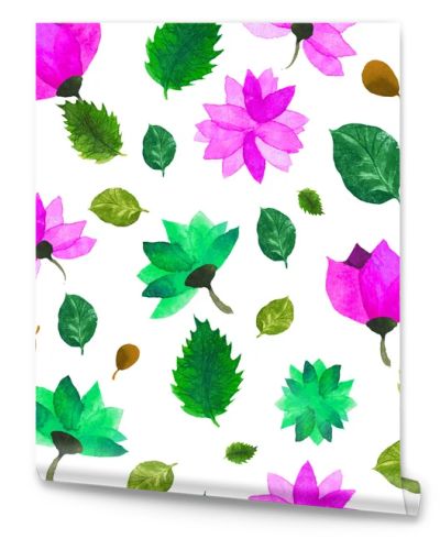 Watercolor seamless floral pattern. Flowers texture.