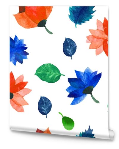 Watercolor seamless floral pattern. Flowers texture.
