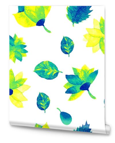 Watercolor seamless floral pattern. Flowers texture.