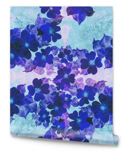 Seamless pattern. Flowers and leaves - watercolor background image - decorative composition. 