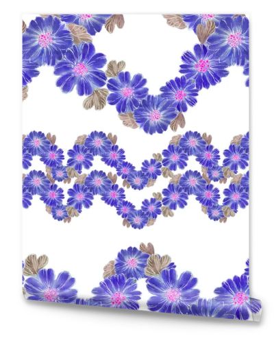 Seamless pattern. Flowers and leaves - watercolor background image - decorative composition. 