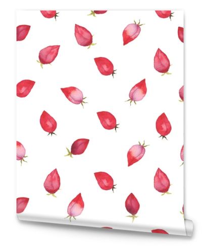Tropical seamless pattern. Flowers and palm leaves. Hand drawn, hand painted watercolor illustration. White background