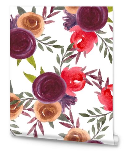 Hand painted Watercolor Seamless pattern with roses