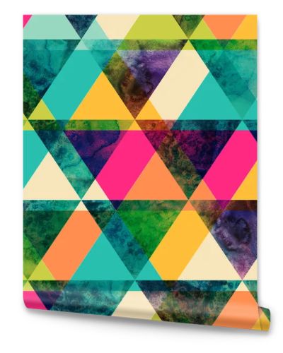 Watercolor triangles seamless pattern. Modern hipster seamless p