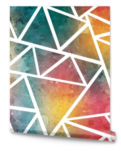 Colored triangle seamless pattern with grunge effect