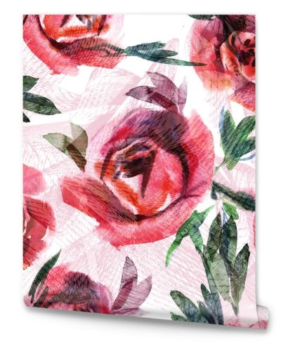 Watercolor Roses Seamless Pattern