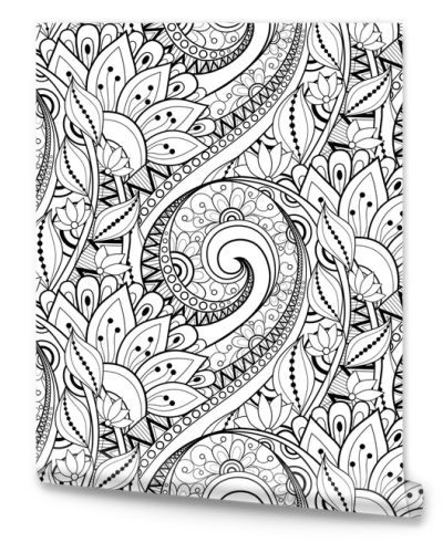 Abstract Seamless Monochrome Floral Pattern