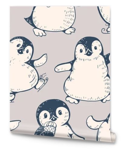 seamless pattern with cute penguins