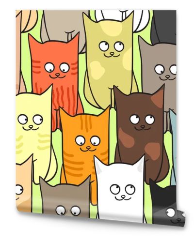 Seamless pattern with funny cats color