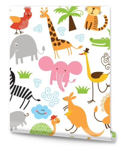 Seamless children pattern with cute animals