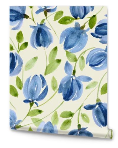 Hand painted watercolour seamless Pea floral abstract vine pattern design