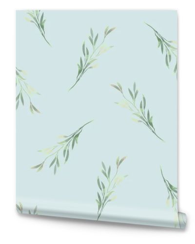 Spring foliage. Seamless pattern in a watercolor style. Background for fabric, wallpaper, postcards.