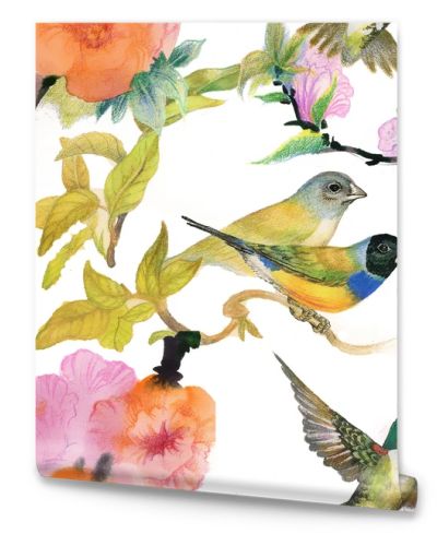 Wild birds and flowers