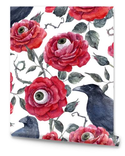 Watercolor floral halloween pattern