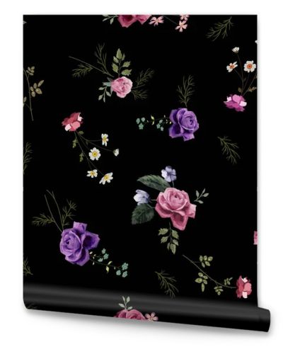  beautiful colorful flower pattern black design