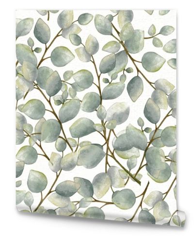 Seamless pattern with leaves. Modern creative design watercolor painting.