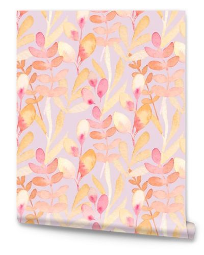 watercolor pattern seamless with pastel color floral elements, flowers and leave