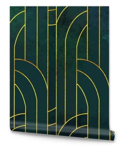 3d modern mural wallpaper . Golden lines in dark background . for interior wall home decor