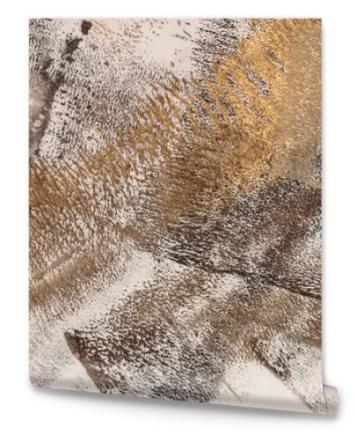 Brown, gold, bronze, beige art Abstract grunge ink painting texture grain dot blot. Monotype dirty scratch stain background.