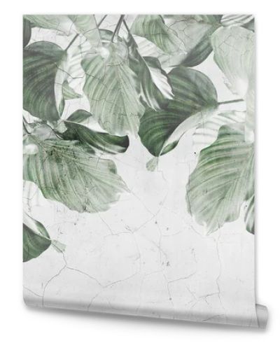 Tropical leaves and Trees Wallpaper design - 3D illustration