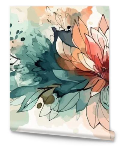 Beautiful tropical background. Creative watercolor flowers. Jungle plants. Vector illustration.