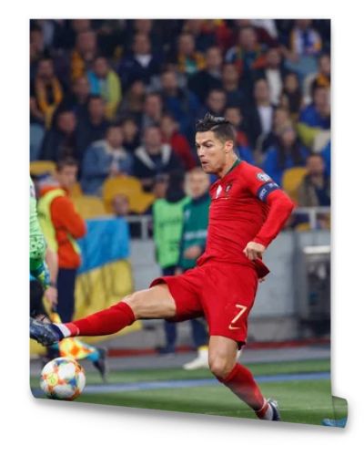 Kyiv, Ukraine - October 14, 2019: Cristiano Ronaldo of Portugal during UEFA EURO 2020 Qualifying game Ukraine vs Portugal at NSK Olimpiyskyi stadium