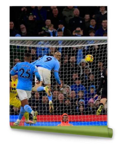 Erling Haaland  9 of Manchester City  scores but it is ruled out by VAR for offside during the Premier League match Manchester City vs Fulham at Etihad Stadium, Manchester, United Kingdom, 5th November 202