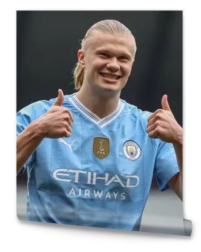 Erling Haaland  of Manchester City celebrates his goal to make it 1-0 during the Premier League match Manchester City vs Wolverhampton Wanderers at Etihad Stadium, Manchester, United Kingdom, 4th May 2024