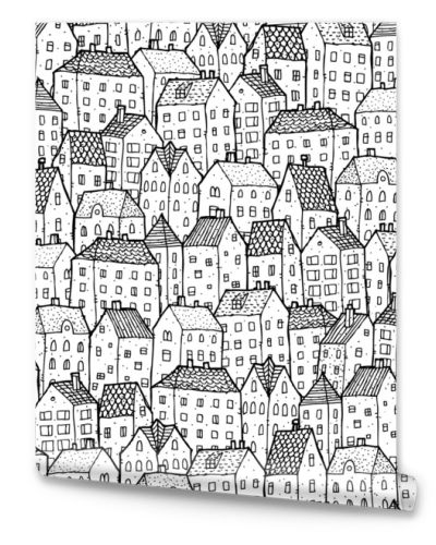 City seamless pattern in balck and white