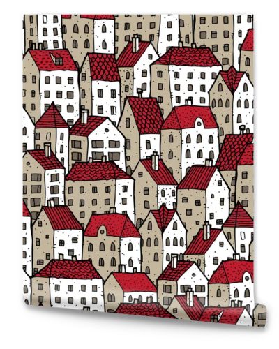 City seamless pattern in colours