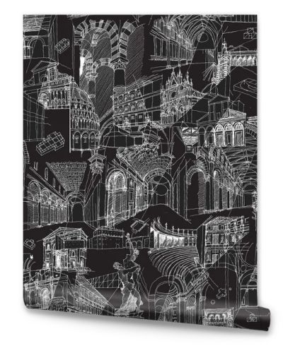 Historic Italian Architecture Collage seamless pattern