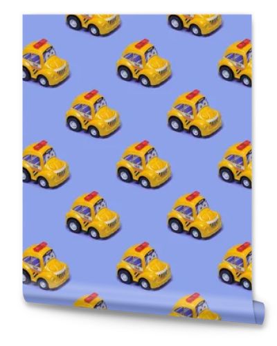 Texture with taxi car. Seamless pattern of childrens car.