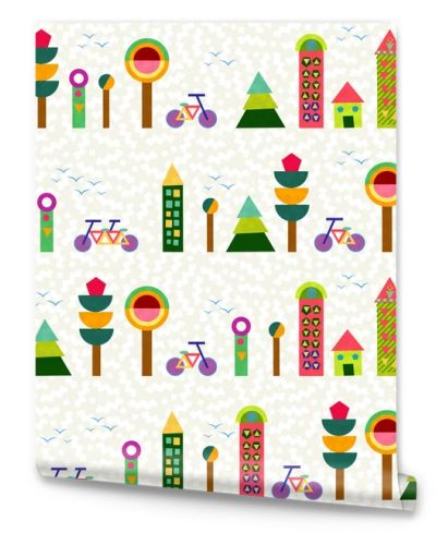 Seamless pattern city background geometry colorful