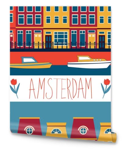 Colorful Amsterdam seamless pattern