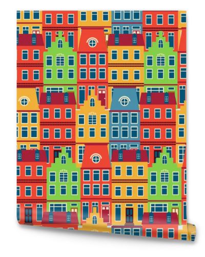 Amsterdam houses seamless pattern
