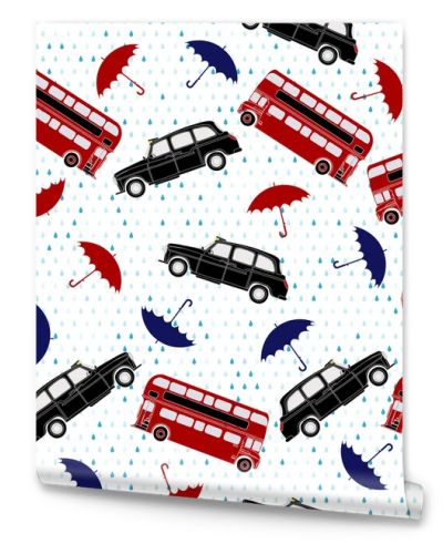 Seamless pattern with double-decker buses