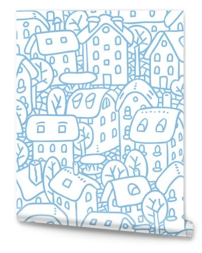 Seamless pattern with houses and courtyards