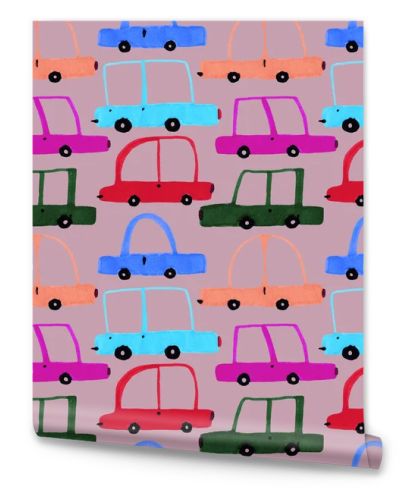 Car seamless pattern. Illustration for fabric und textile design, wallpaper, wrapping, surface design, nursery,  decoration.