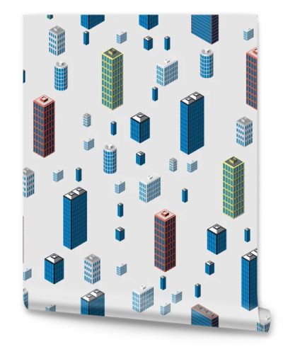 Isometric buildings seamless pattern