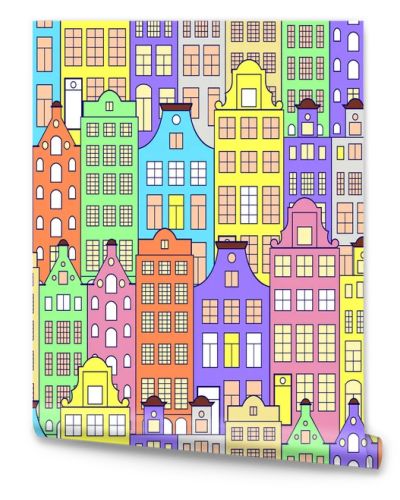 pattern with colorful building