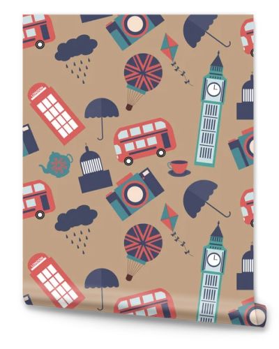 London seamless pattern with landmarks