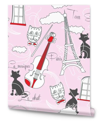 Seamless pattern with  Paris and music-01