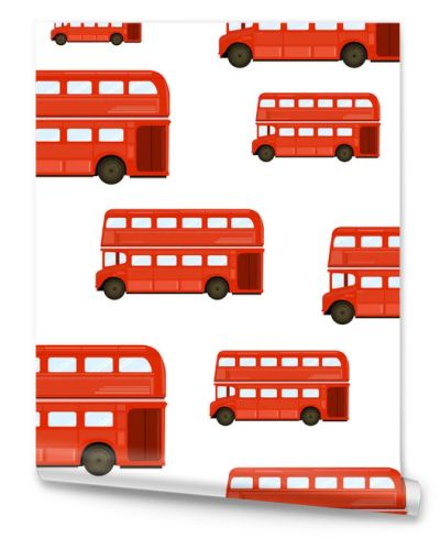 Vector seamless pattern with english bus. English red tour bus.