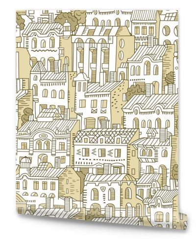 Vector hand drawn houses seamless pattern.