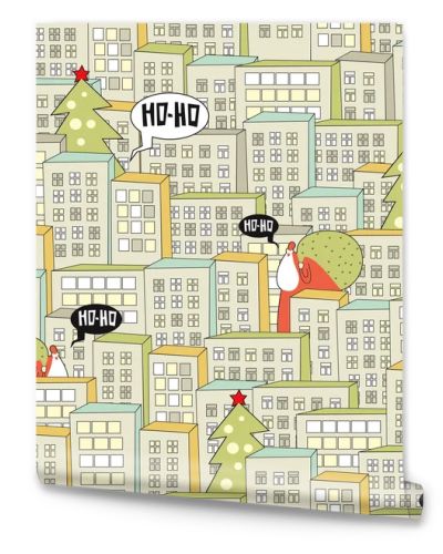 Christmas city seamless pattern.