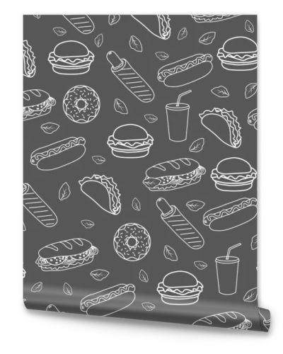 Trendy vector Fast Food pattern for cafe. 