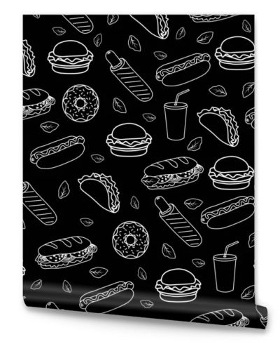 Trendy vector Fast Food pattern for cafe. 