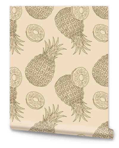 Hand drawn pine apple seamless pattern