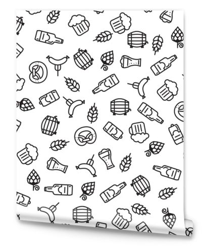 Beer icons seamless pattern. Oktoberfest background.